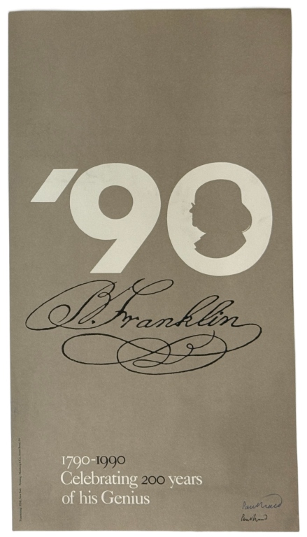 Artist Signed Paul Rand '90 B. Franklin IBM Poster