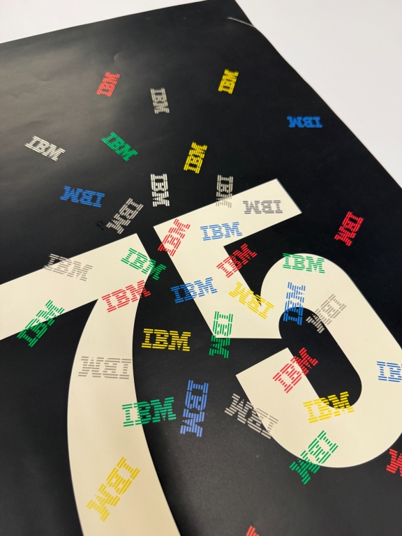 Signed Paul Rand IBM 75 Lithograph Poster