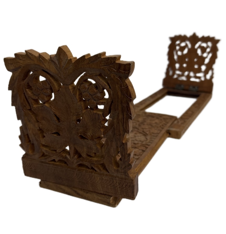 Indian Hand-Carved Teak Expandable Book Slide