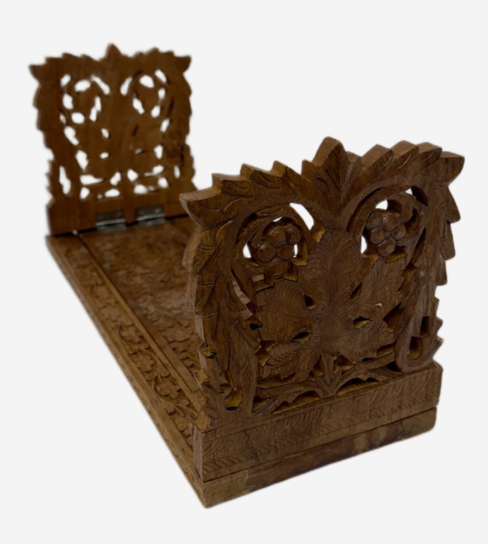 Indian Hand-Carved Teak Expandable Book Slide