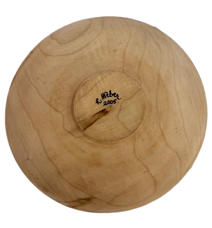 R. Meber Signed Hand-Turned Wooden Bowl