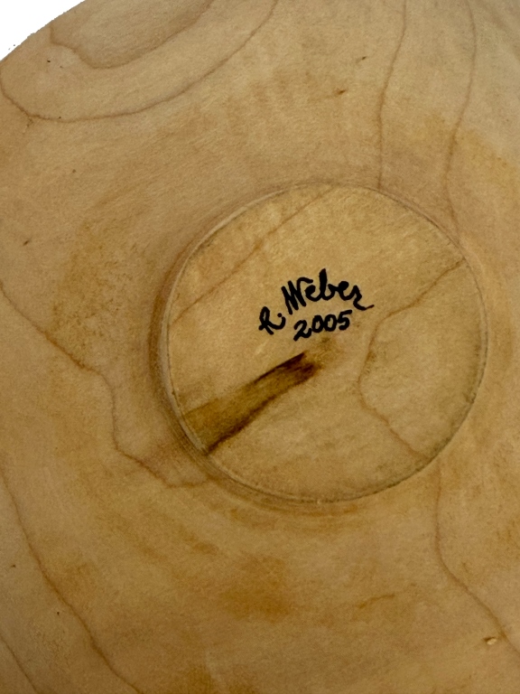 R. Meber Signed Hand-Turned Wooden Bowl