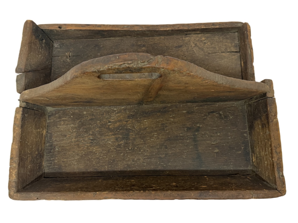 Antique Primitive Wooden Cutlery Caddy / Tool Tote