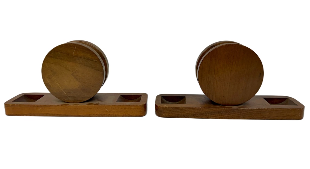 Pair of MCM Horse & Duck Marquetry Coaster Sets
