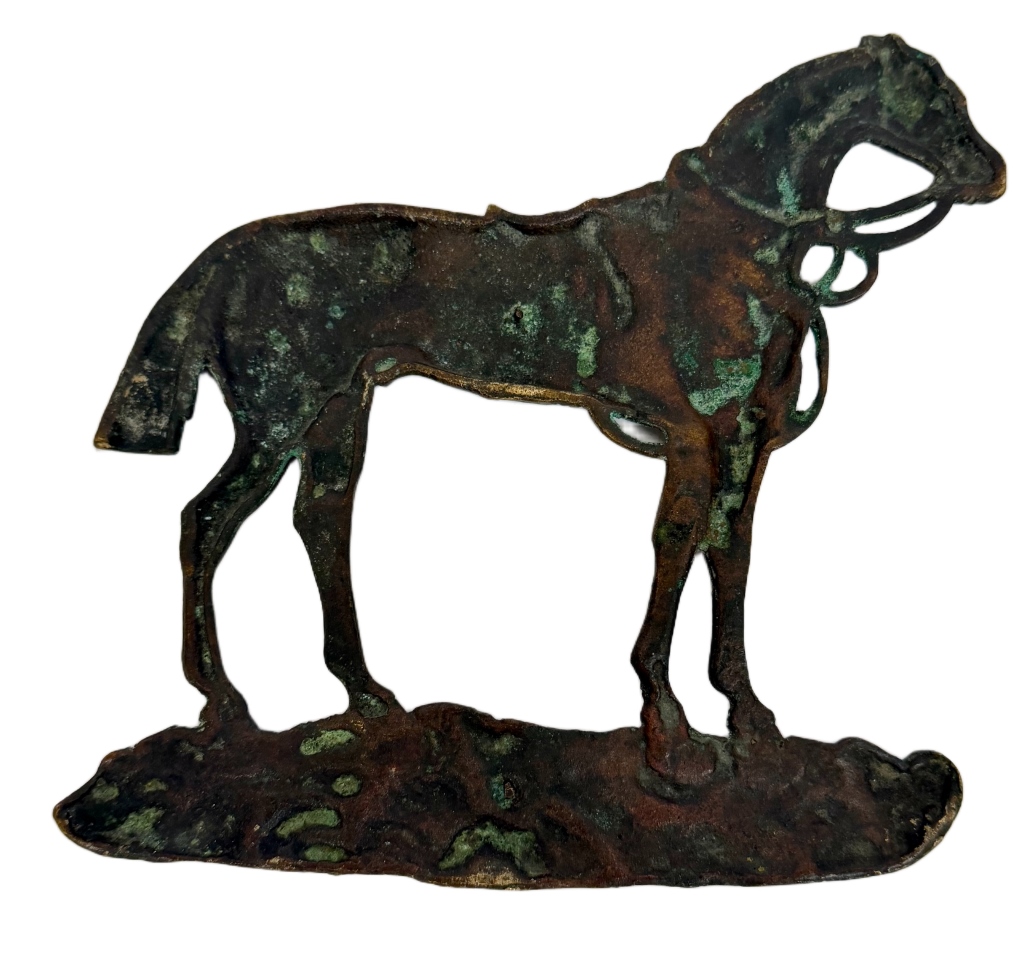 Antique Cast Iron War Horse Mantel Sculptures