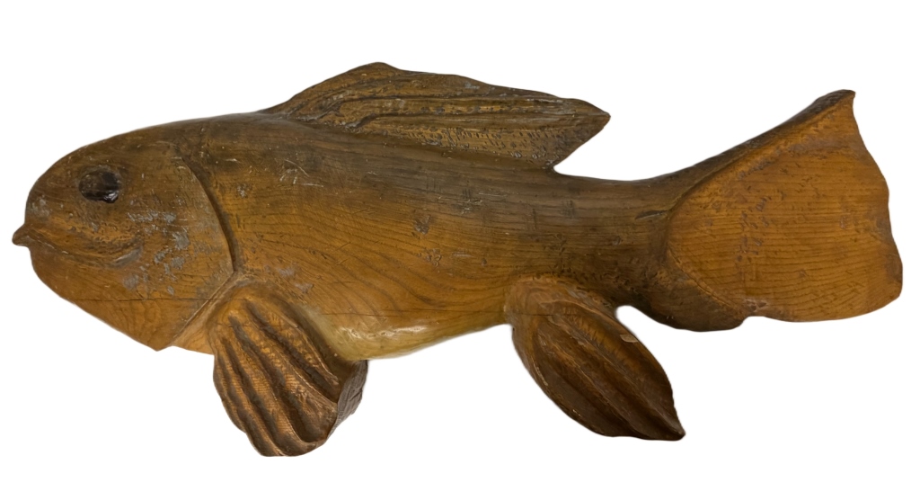 J. Brownell - Large Hand-Carved Fish Effigy