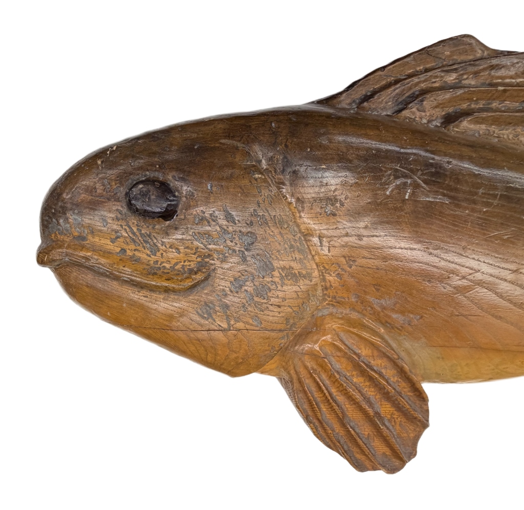 J. Brownell - Large Hand-Carved Fish Effigy