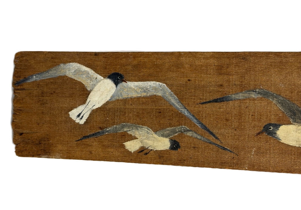 Jo Hipler Seagulls Oil Painting on Driftwood