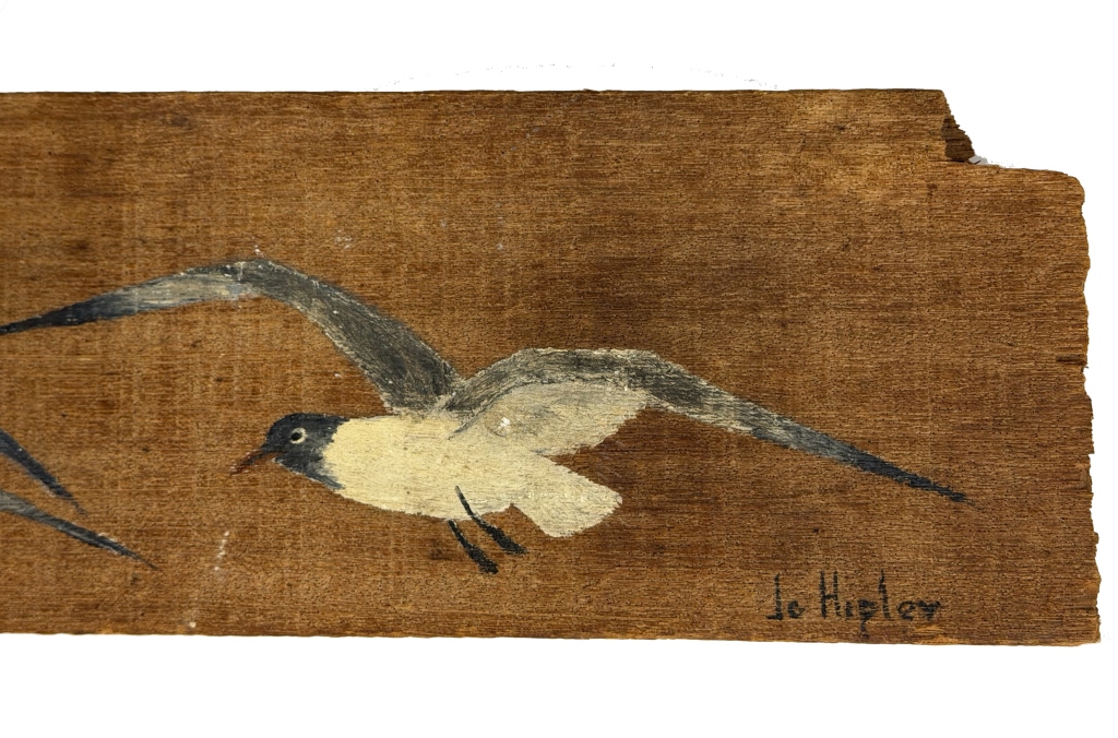 Jo Hipler Seagulls Oil Painting on Driftwood