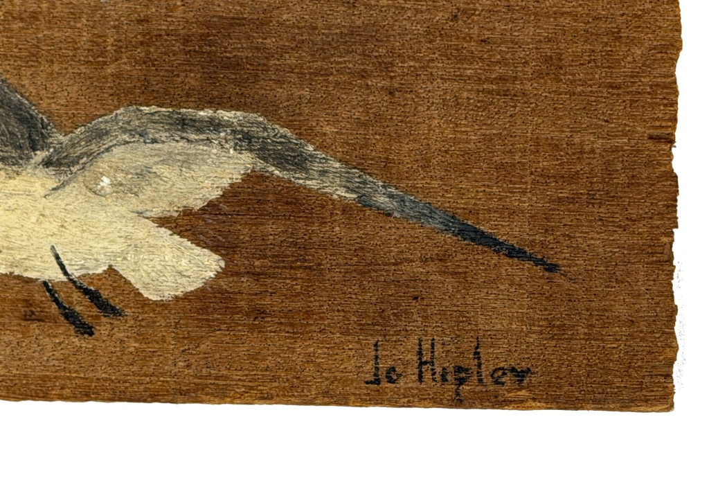 Jo Hipler Seagulls Oil Painting on Driftwood