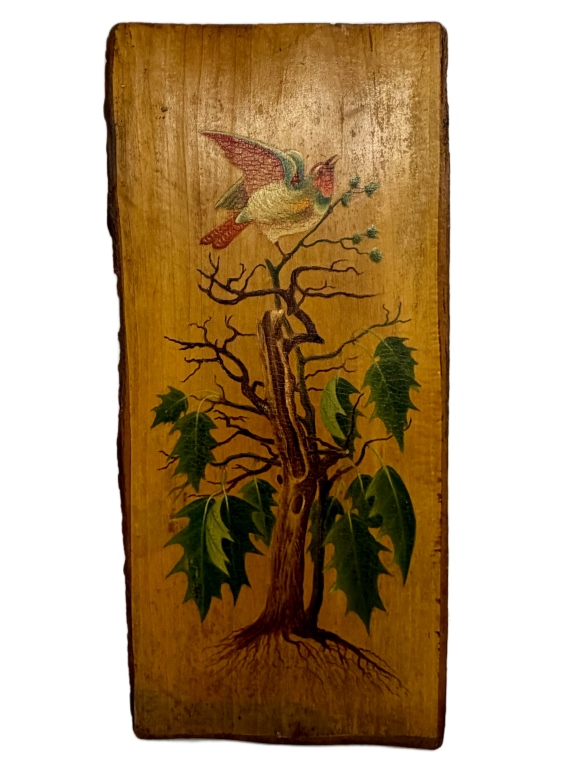 American Folk Art Hand-Painted Wooden Plaque