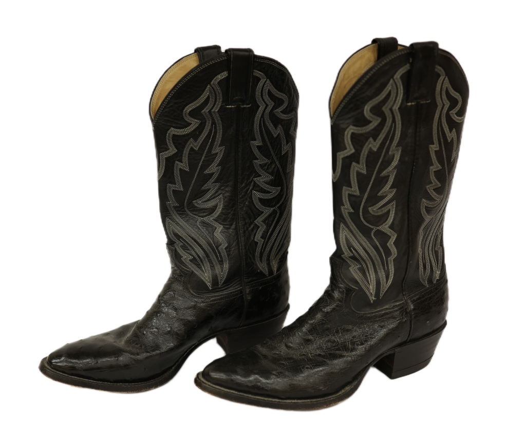Justin Smooth Ostrich Leather Cowboy Boots 9 1/2