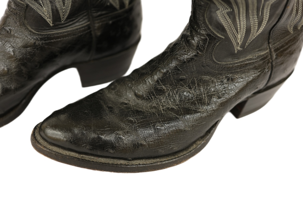 Justin Smooth Ostrich Leather Cowboy Boots 9 1/2