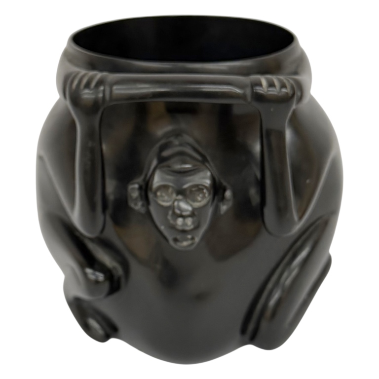 Aztec Style Black Obsidian Monkey Vessel Replica