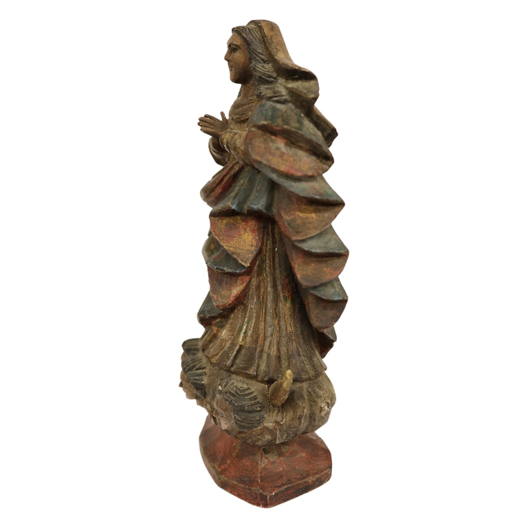 M. Milza - Spanish Santos Carved Mary Sculpture