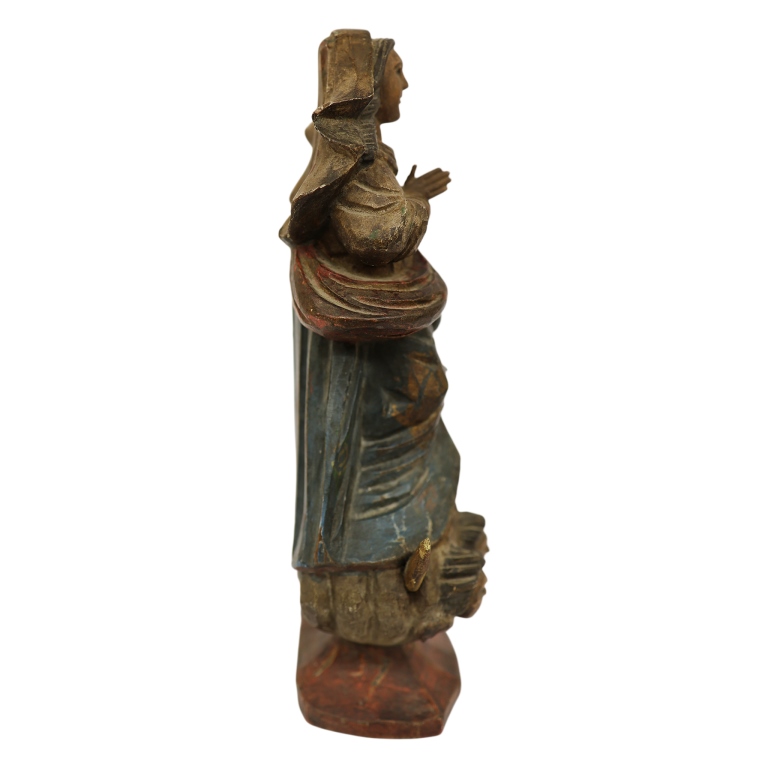 M. Milza - Spanish Santos Carved Mary Sculpture