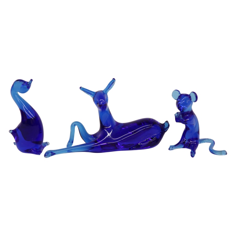 Pilgrim Art Glass Cobalt Blue Animal Figurines