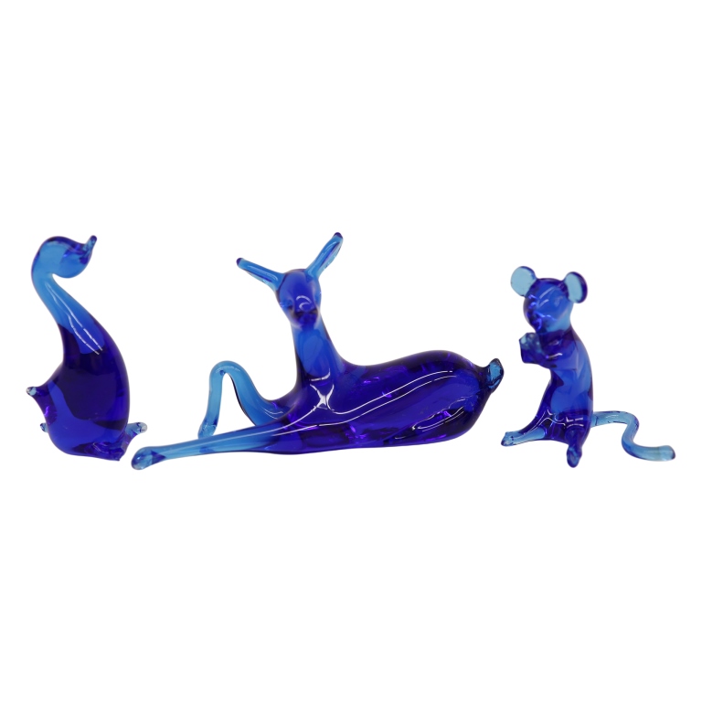 Pilgrim Art Glass Cobalt Blue Animal Figurines