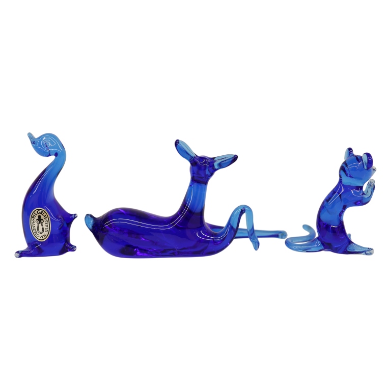 Pilgrim Art Glass Cobalt Blue Animal Figurines