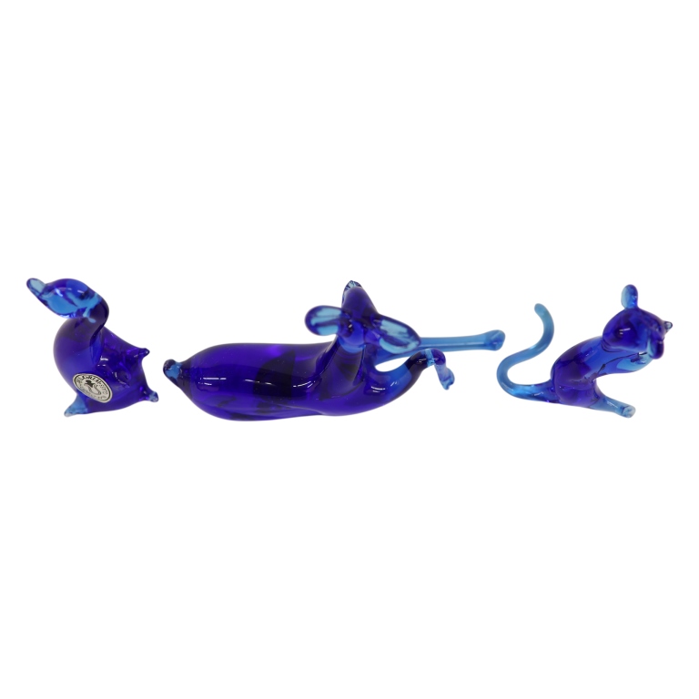 Pilgrim Art Glass Cobalt Blue Animal Figurines