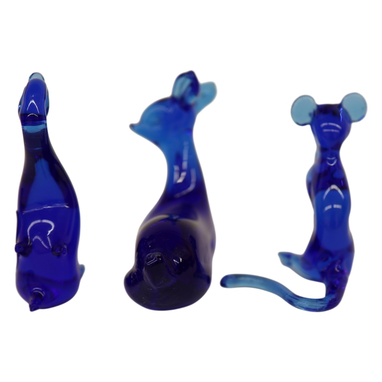 Pilgrim Art Glass Cobalt Blue Animal Figurines