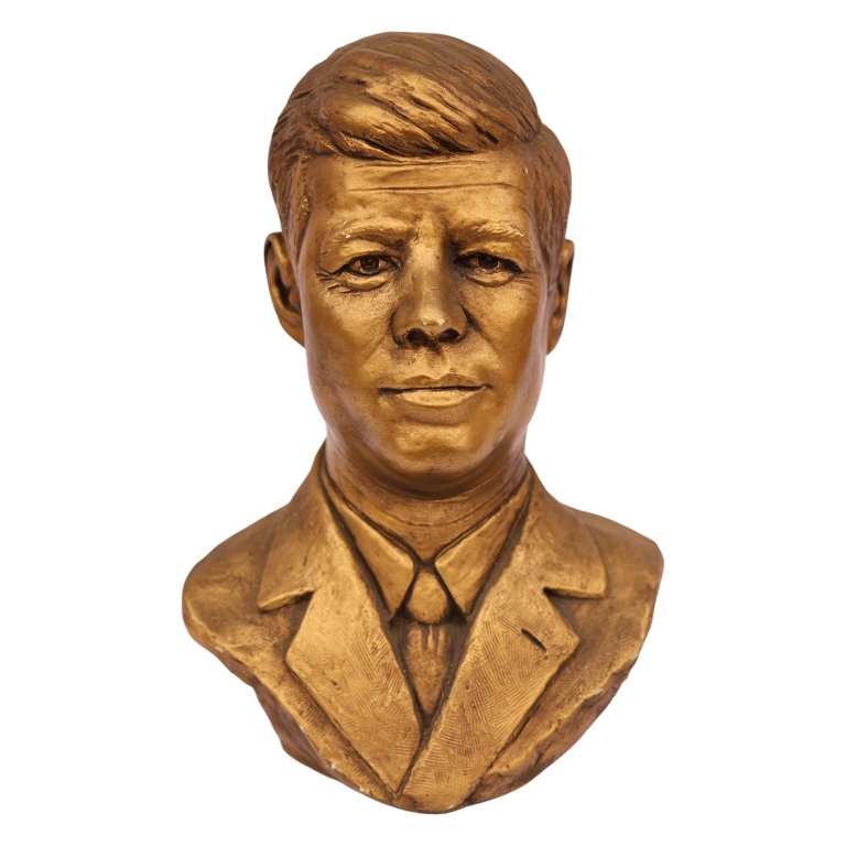 President Kennedy Gilt-Bronzed Plaster Bust