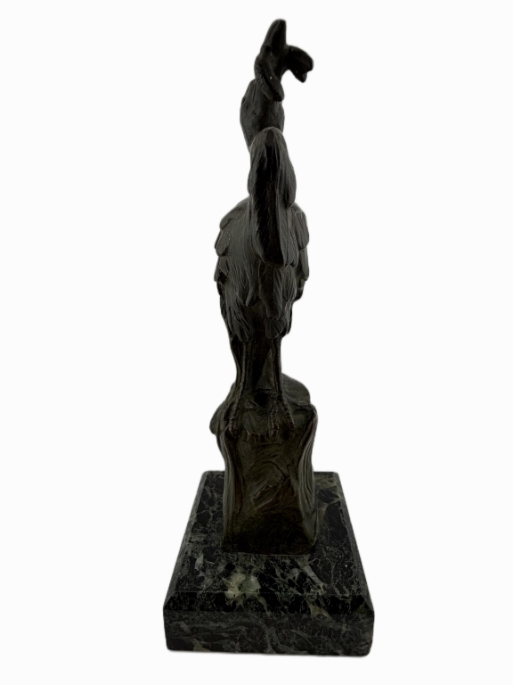 Patinated French Animalier Bronze Heron Sculpture