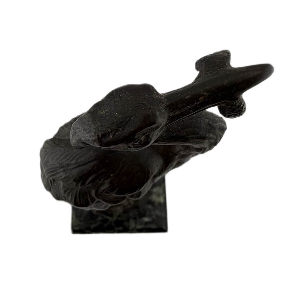 Patinated French Animalier Bronze Heron Sculpture