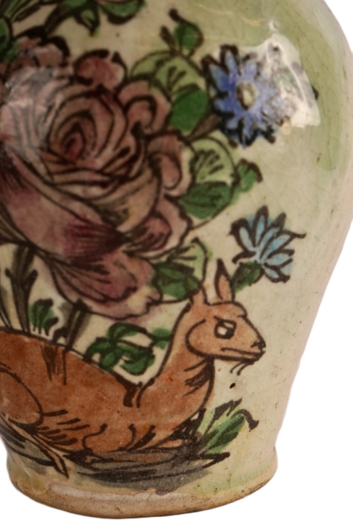 Persian Qajar Polychrome Fritware Vase