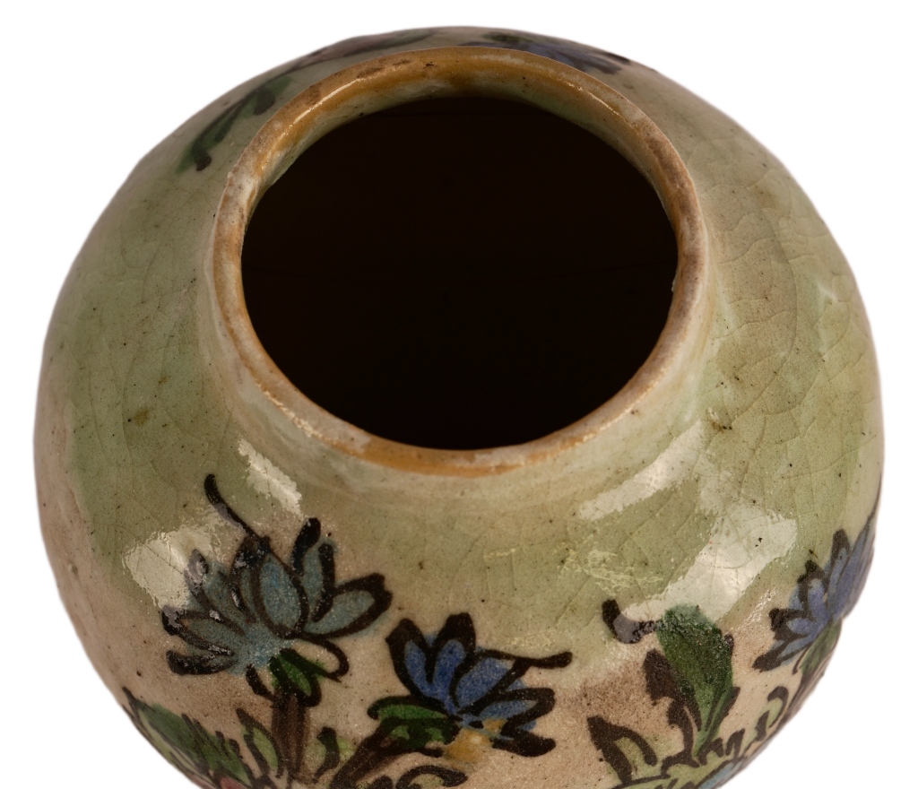Persian Qajar Polychrome Fritware Vase