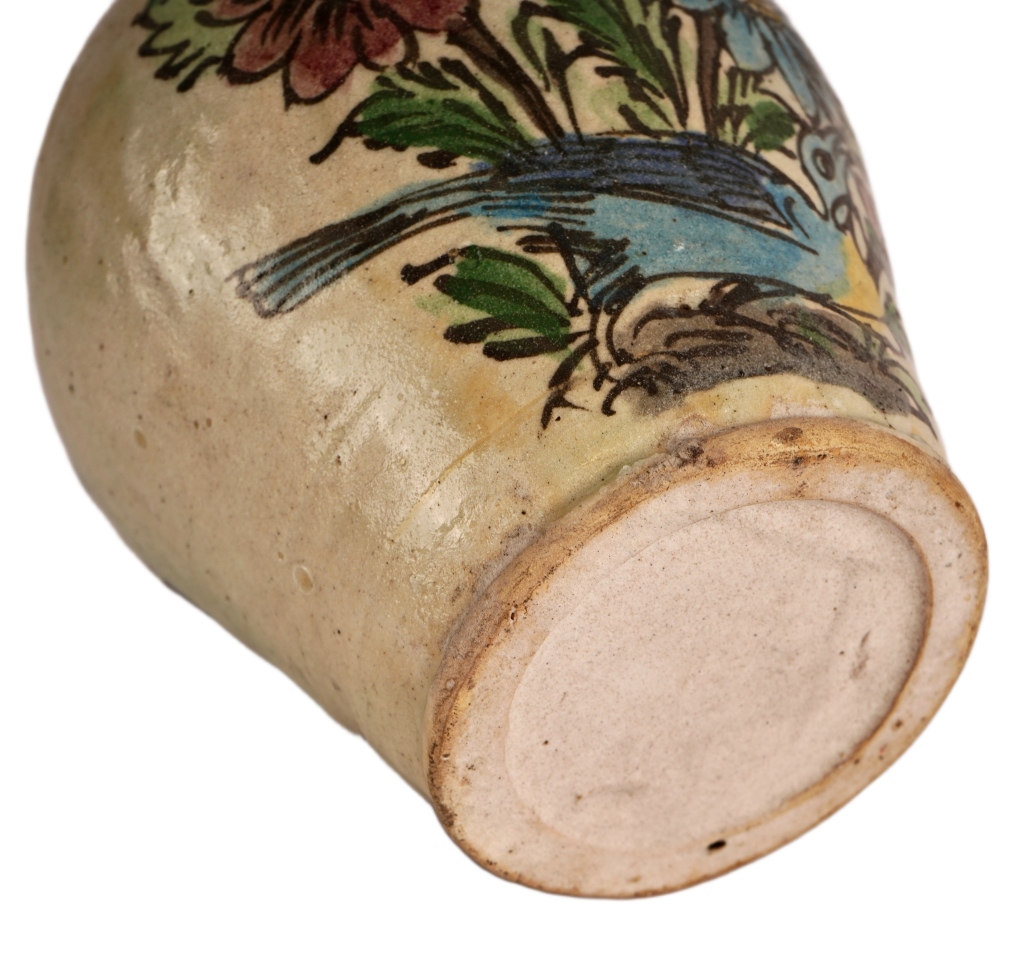 Persian Qajar Polychrome Fritware Vase