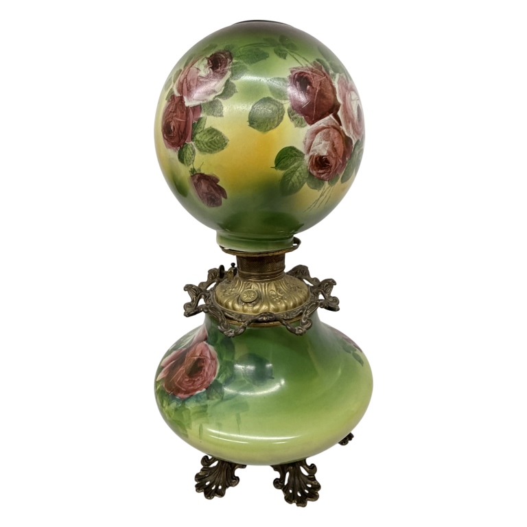 Victorian Green Double-Globe Parlor Lamp