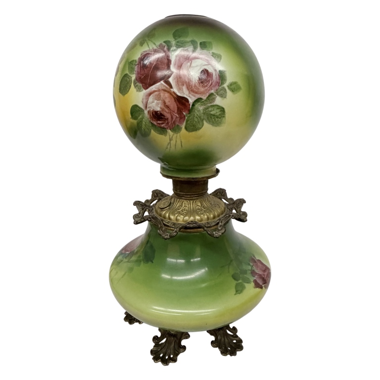 Victorian Green Double-Globe Parlor Lamp