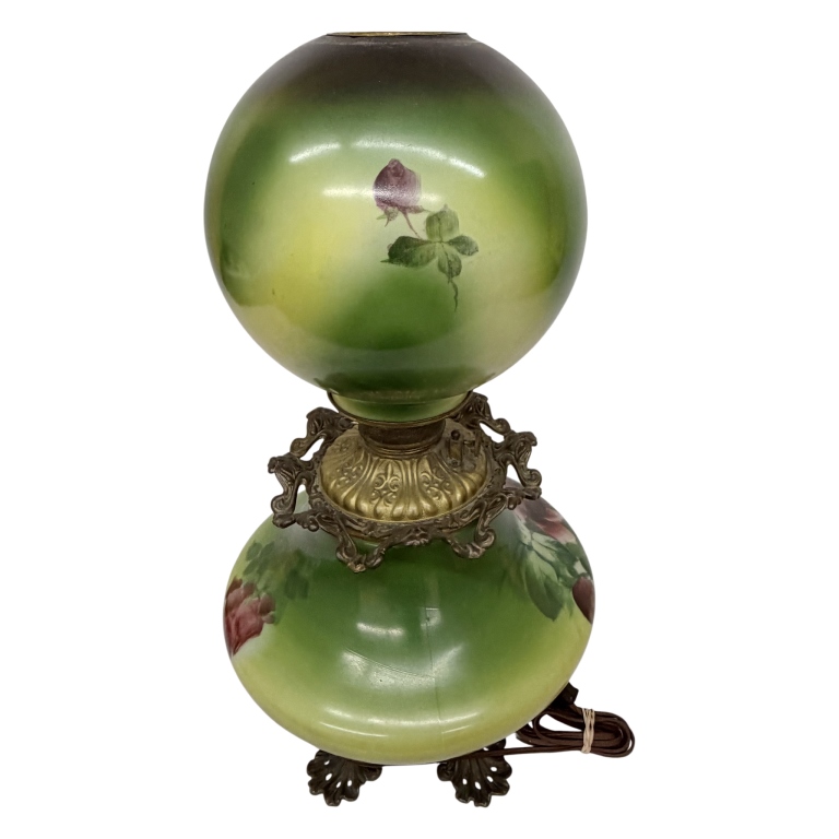 Victorian Green Double-Globe Parlor Lamp