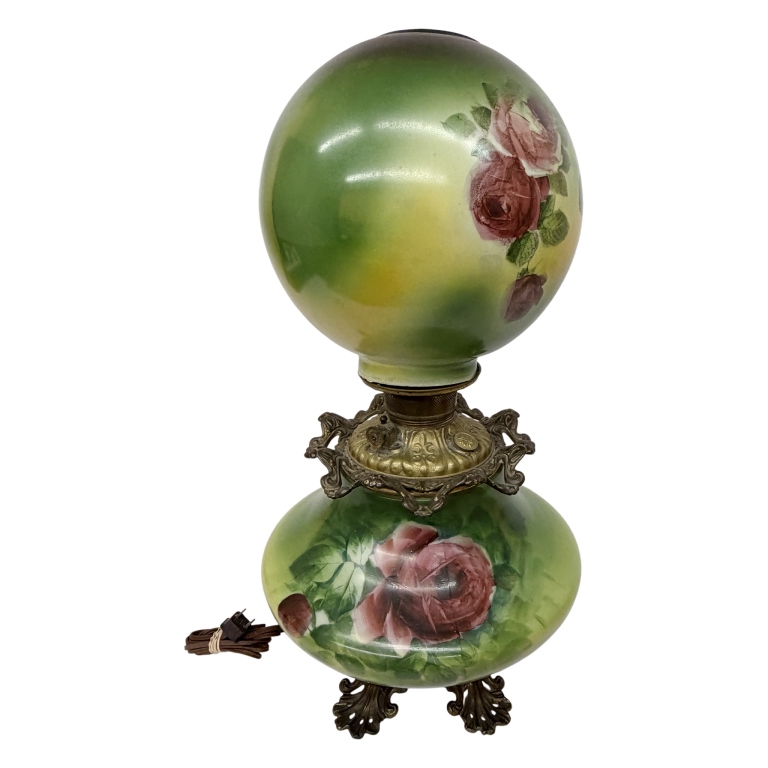 Victorian Green Double-Globe Parlor Lamp