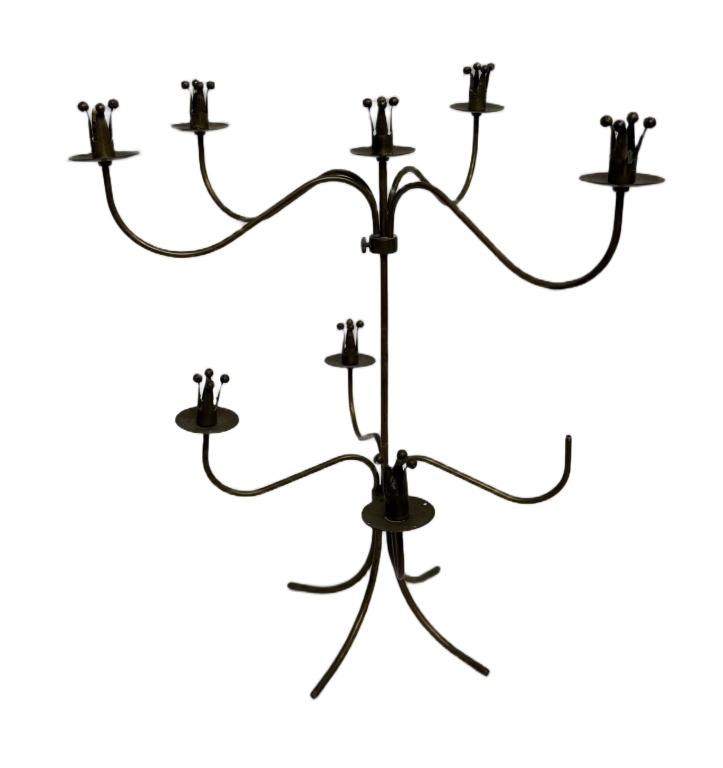 Brutalist Wrought Iron Multi-Light Candelabra