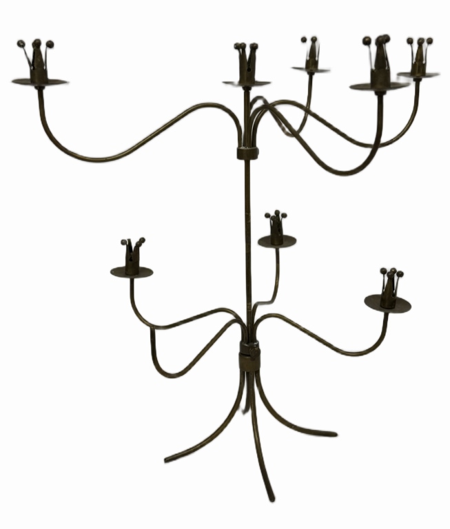 Brutalist Wrought Iron Multi-Light Candelabra