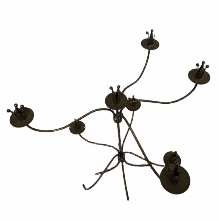 Brutalist Wrought Iron Multi-Light Candelabra