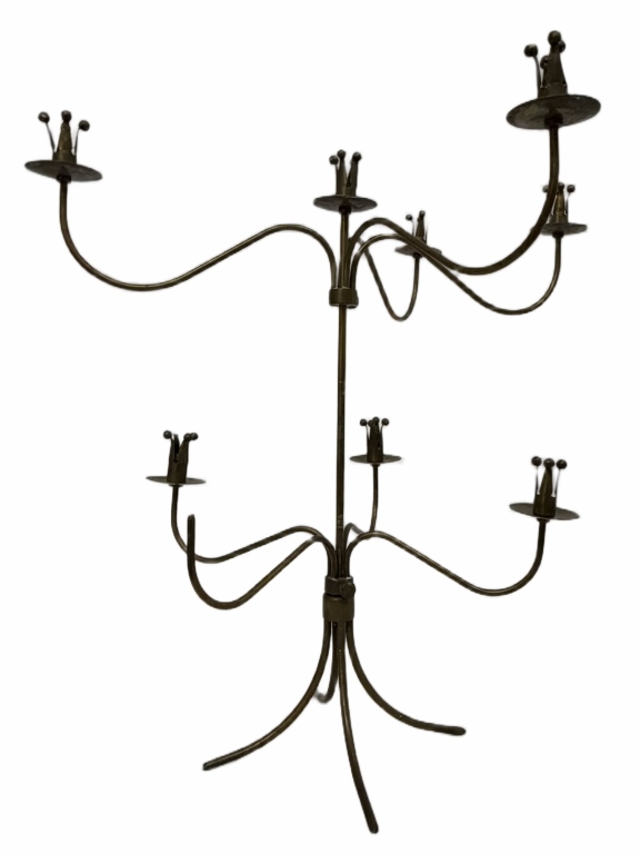 Brutalist Wrought Iron Multi-Light Candelabra