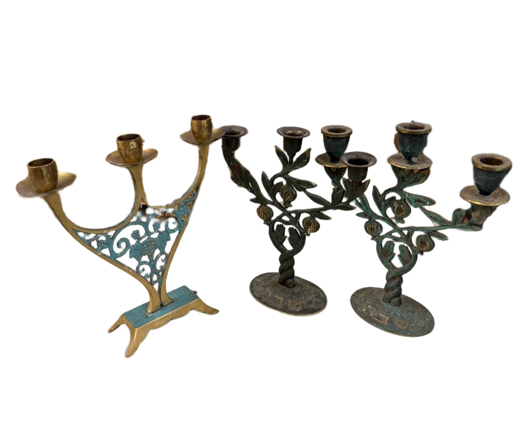 Israeli MCM Brass Shabbat Candleholders