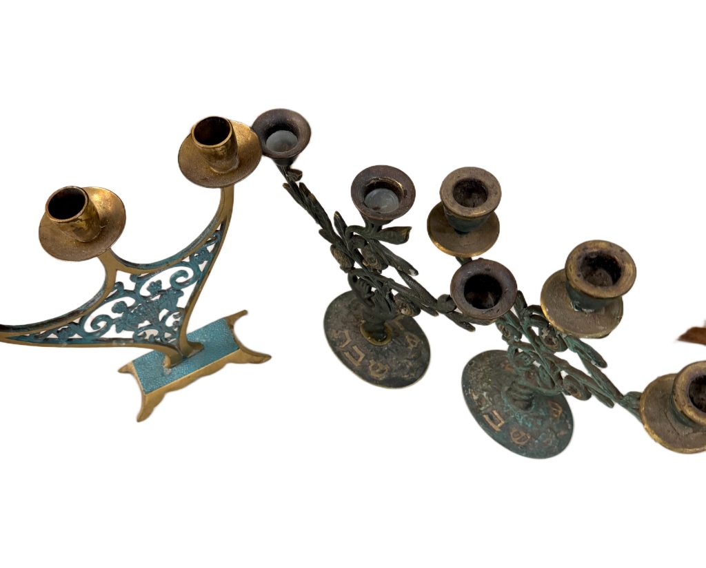 Israeli MCM Brass Shabbat Candleholders