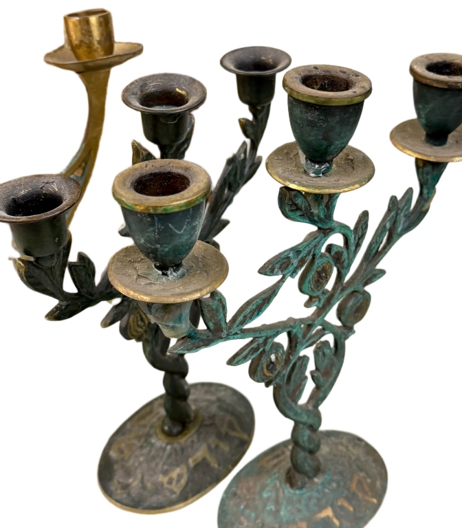 Israeli MCM Brass Shabbat Candleholders