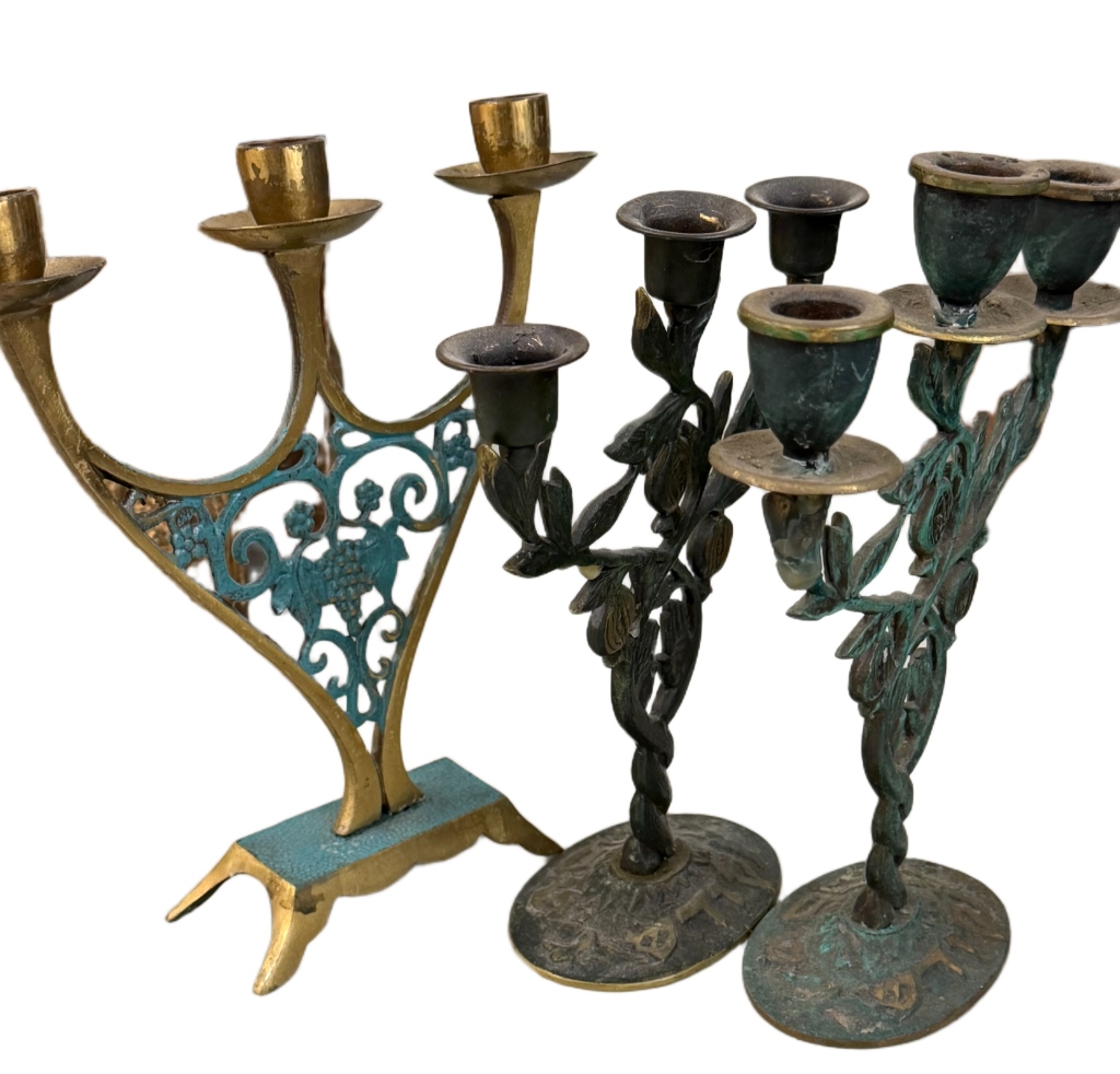 Israeli MCM Brass Shabbat Candleholders