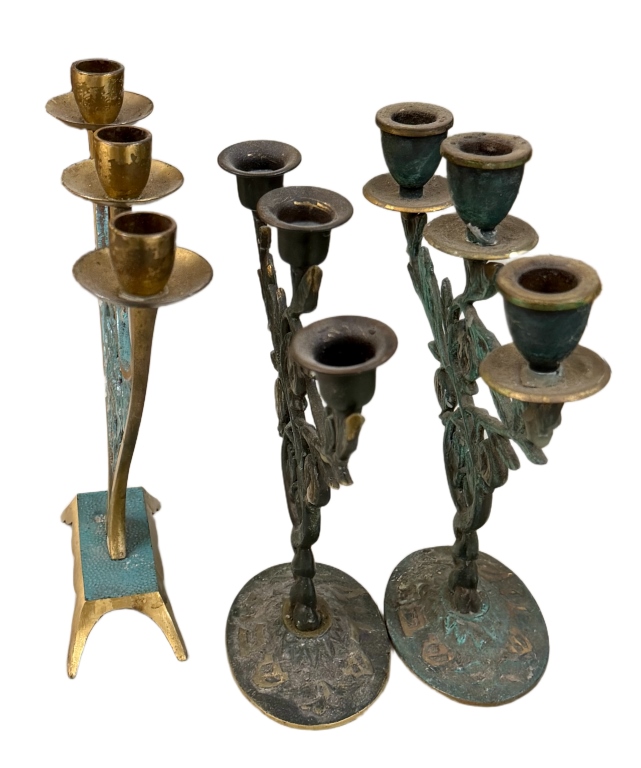 Israeli MCM Brass Shabbat Candleholders
