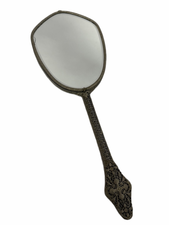 Art Nouveau Botanical Filigree Vanity Hand Mirror