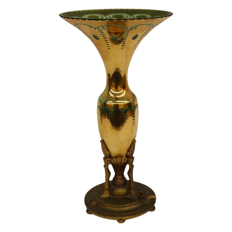 Austrian Jugendstil Enameled Trumpet Vase Lamp