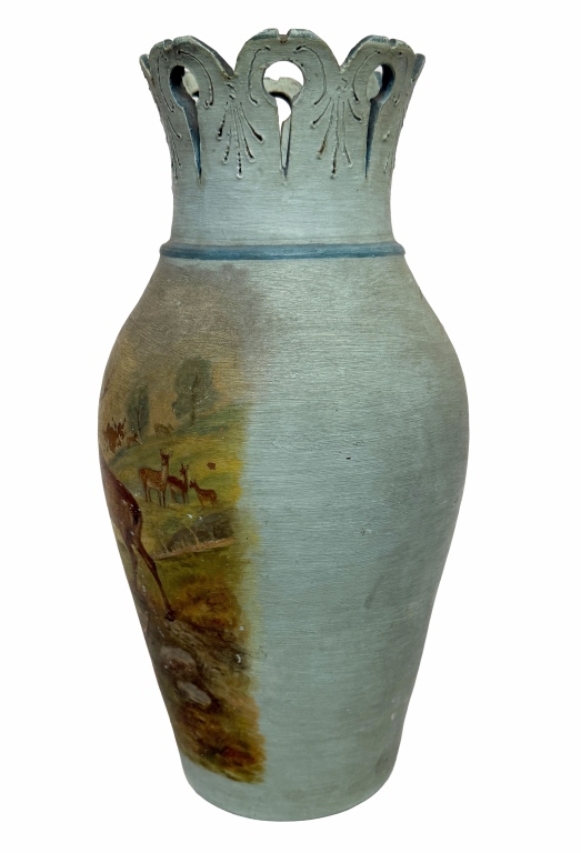 Hand-Painted European Folk Art Wooden Vase
