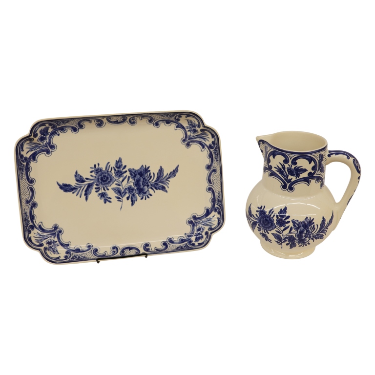 Delft by Tiffany Serving Tray & Pitcher Set