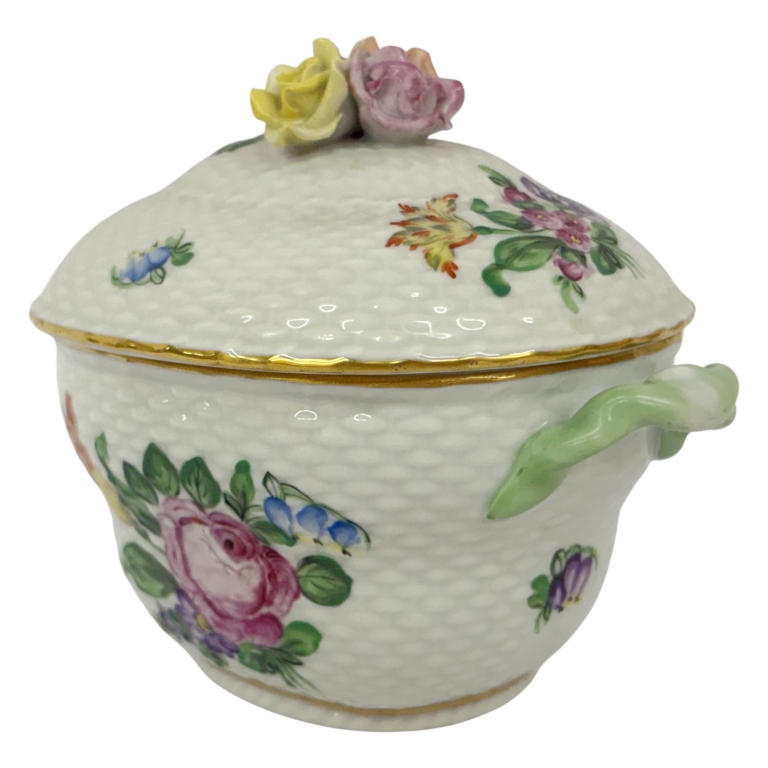 Herend "Printemps" Porcelain Covered Sugar Bowl