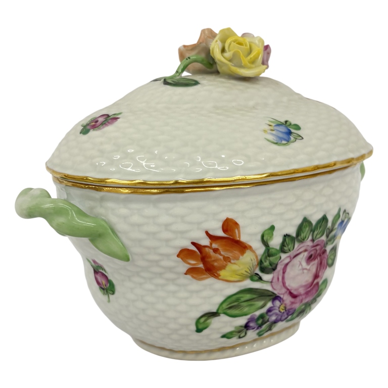 Herend "Printemps" Porcelain Covered Sugar Bowl